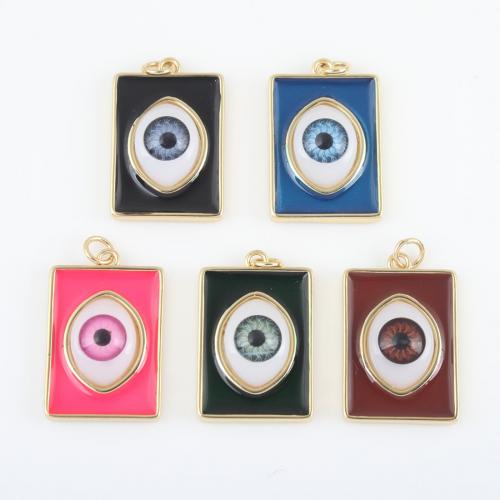 Evil Eye Hangers, Messing, Rechthoek, gold plated, DIY & glazuur, meer kleuren voor de keuze, nikkel, lood en cadmium vrij, 29.30x16.90x6.40mm, Verkocht door PC