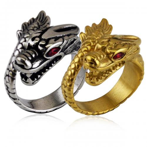 Bague acier titane, dragon, Placage, bijoux de mode & unisexe & normes différentes pour le choix, plus de couleurs à choisir, protéger l'environnement, sans nickel, plomb et cadmium, width:20mm,thickness:6mm, Vendu par PC