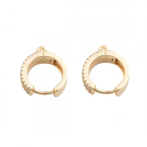 Brass Hoop Earring Components real gold plated DIY & micro pave cubic zirconia golden Approx 1mm Sold By Pair