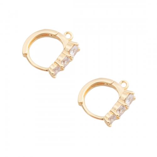 Brass Hoop Earring Components real gold plated DIY & micro pave cubic zirconia golden Approx 1.5mm Sold By Pair