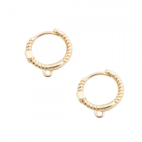 Brass Hoop Earring Components real gold plated DIY & micro pave cubic zirconia golden Approx 1mm Sold By Pair