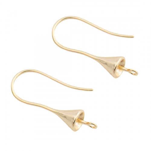 Brass Hook earwire, Sárgaréz, valódi aranyozott, DIY, aranysárga, 29x10.50x6.50mm, Lyuk:Kb 1.5mm, Által értékesített pár