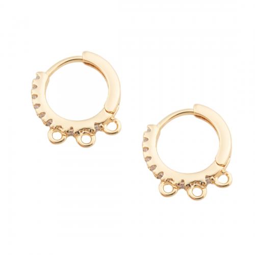 Brass Hoop Earring Components real gold plated DIY & micro pave cubic zirconia golden Approx 1.5mm Sold By Pair