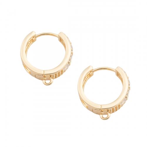 Brass Hoop Earring Components real gold plated DIY & micro pave cubic zirconia golden Approx 1.5mm Sold By Pair