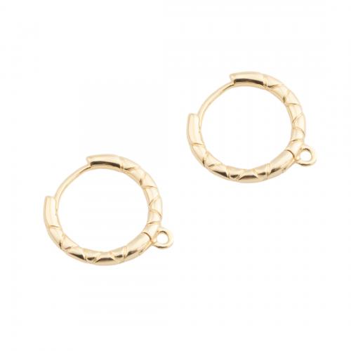 Messing Hoop Earring Components, echt goud verguld, DIY, gouden, 17x16x2mm, Gat:Ca 1.5mm, Verkocht door pair