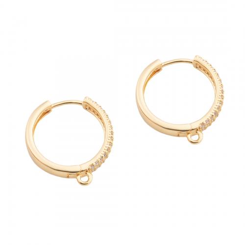 Brass Hoop Earring Components real gold plated DIY & micro pave cubic zirconia golden Approx 1.5mm Sold By Pair