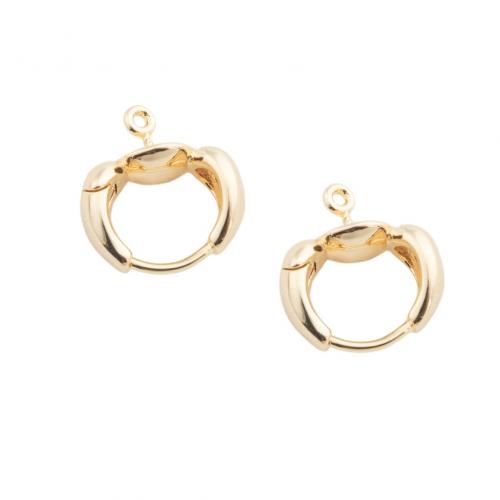 Messing Hoop Earring Components, echt goud verguld, DIY, gouden, 13.50x12.50x6mm, Gat:Ca 1mm, Verkocht door pair