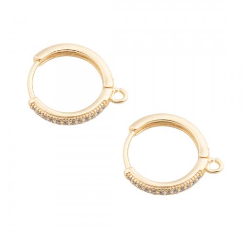 Messing Hoop Earring Components, echt goud verguld, DIY & micro pave zirconia, gouden, 18x16x2.50mm, Gat:Ca 1.5mm, Verkocht door pair