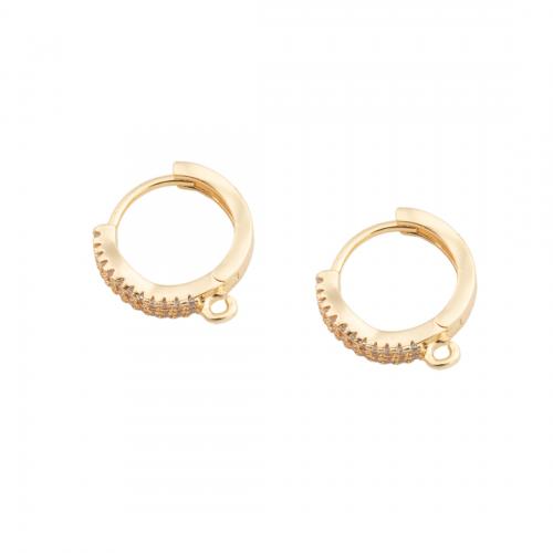 Brass Hoop Earring Components real gold plated DIY & micro pave cubic zirconia golden Approx 1.5mm Sold By Pair