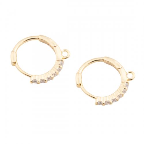 Brass Hoop Earring Components real gold plated DIY & micro pave cubic zirconia golden Approx 1.5mm Sold By Pair