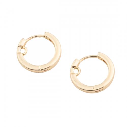 Messing Hoop Earring Components, echt goud verguld, DIY, gouden, 13.50x14x2mm, Gat:Ca 1.5mm, Verkocht door pair