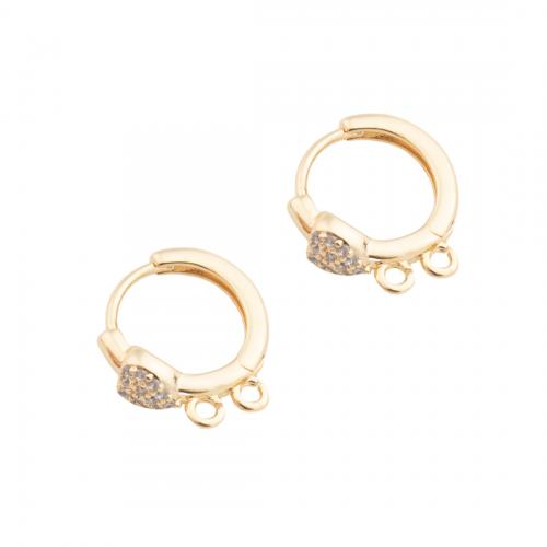 Brass Hoop Earring Components real gold plated DIY & micro pave cubic zirconia golden Approx 1.5mm Sold By Pair