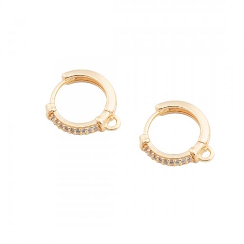 Brass Hoop Earring Components real gold plated DIY & micro pave cubic zirconia golden Approx 1.5mm Sold By Pair