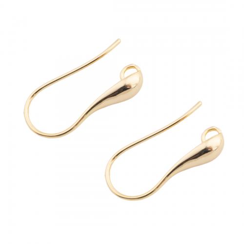 Brass Hook Earwire, Mesing, real pozlatom, možete DIY, zlatan, 22x11x5mm, Rupa:Približno 2mm, Prodano By par