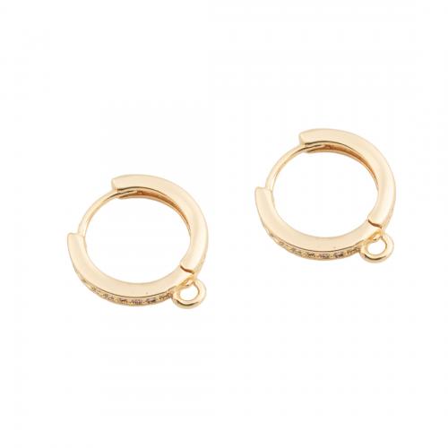 Brass Hoop Earring Components real gold plated DIY & micro pave cubic zirconia golden Approx 1.5mm Sold By Pair