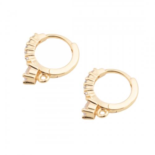 Messing Hoop Earring Components, echt goud verguld, DIY & micro pave zirconia, gouden, 14.50x13x4mm, Gat:Ca 1.5mm, Verkocht door pair