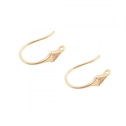 Brass Hook Earwire real gold plated DIY & micro pave cubic zirconia golden Approx 1mm Sold By Pair