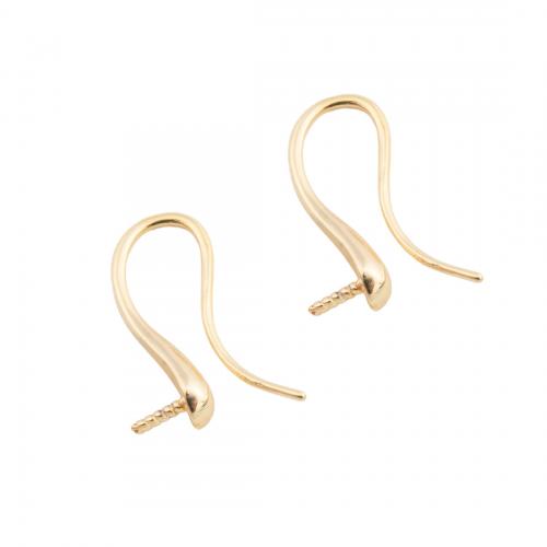 Brass Hook earwire, Sárgaréz, valódi aranyozott, DIY, aranysárga, 17.50x10.50x4mm, Által értékesített pár