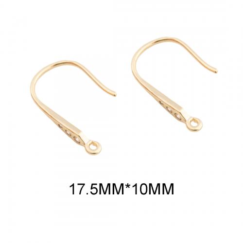 Messing Hook Earwire, ægte forgyldt, du kan DIY & Micro Pave cubic zirconia, gylden, 17.50x10x2.50mm, Hole:Ca. 1mm, Solgt af par