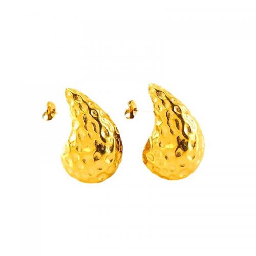 Roestvrij staal Stud Earrings, 304 roestvrij staal, Traan, mode sieraden & voor vrouw, gouden, nikkel, lood en cadmium vrij, 32x20mm, Verkocht door pair