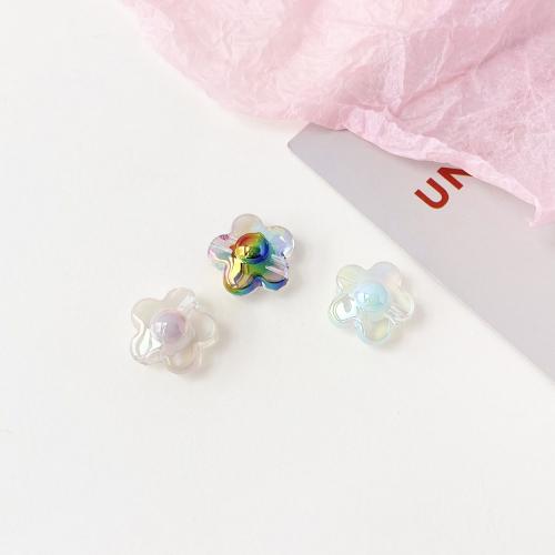 メッキ・アクリル・ビーズ, アクリル, 花形, UV加工メッキ, DIY, 無色, 17mm, 500パソコン/バッグ, 売り手 バッグ