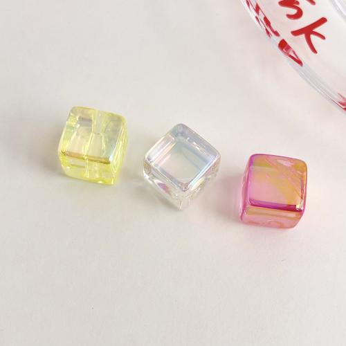 Plated Acrylic Beads Square UV plating DIY 14mm Sold By Bag