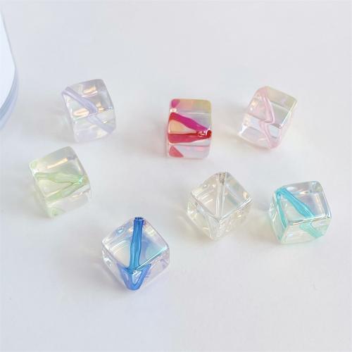 Plated Acrylic Beads Square UV plating DIY 14mm Sold By Bag