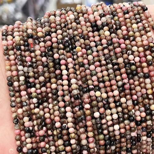 Gemstone Jewelry Beads Black Stripes Rhodochrosite Stone Round DIY mixed colors Sold By Strand