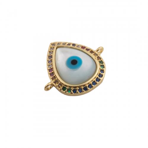 Connecteur Evil Eye, laiton, fade et jamais plaqué de haute qualité, DIY & pavé de micro zircon, plus de couleurs à choisir, protéger l'environnement, sans nickel, plomb et cadmium, 16x17.50x3.50mm, Trou:Environ 1mm, Vendu par PC