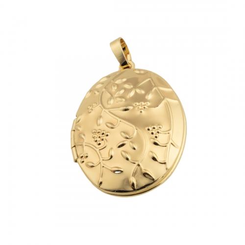 Ottone Ciondoli Locket, Placcato in oro 14K, DIY, assenza di nichel,piombo&cadmio, 33.50x23.50x8.50mm, Foro:Appross. 4mm, Venduto da PC