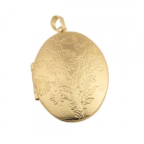 Brass Locket Medálok, Sárgaréz, 14K aranyozott, DIY, nikkel, ólom és kadmium mentes, 42x27x9mm, Lyuk:Kb 4mm, Által értékesített PC