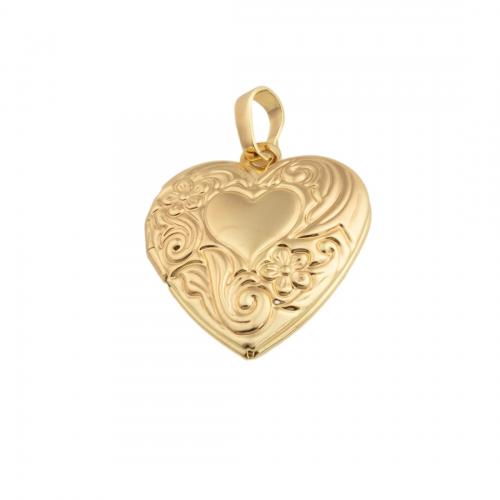 Messing locket hangers, 14K vergulde, DIY, nikkel, lood en cadmium vrij, 22.50x19.50x6mm, Gat:Ca 4mm, Verkocht door PC