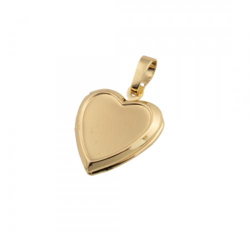 Messing locket hangers, 14K vergulde, DIY, nikkel, lood en cadmium vrij, 21x17x4.50mm, Gat:Ca 4mm, Verkocht door PC