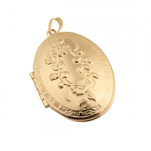 Blås Locket Häng, Mässing, 14K guldpläterad, DIY, nickel, bly och kadmium gratis, 42x27x9.50mm, Hål:Ca 4mm, Säljs av PC