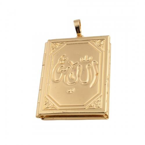 Brass Locket Medálok, Sárgaréz, 14K aranyozott, DIY, nikkel, ólom és kadmium mentes, 39.50x27.50x6mm, Lyuk:Kb 4mm, Által értékesített PC