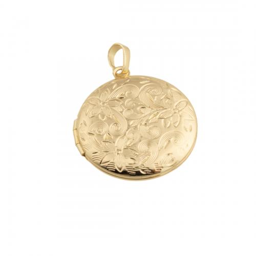 Messing locket hangers, 14K vergulde, DIY, nikkel, lood en cadmium vrij, 31x27.50x5mm, Gat:Ca 4mm, Verkocht door PC