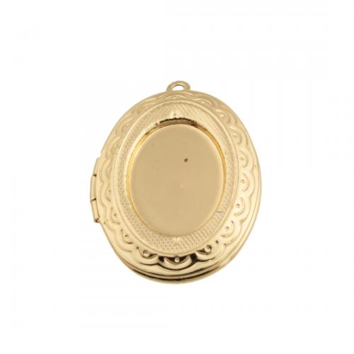 Brass Locket Medálok, Sárgaréz, 14K aranyozott, DIY, nikkel, ólom és kadmium mentes, 33x23.50x4.50mm, Lyuk:Kb 4mm, Által értékesített PC