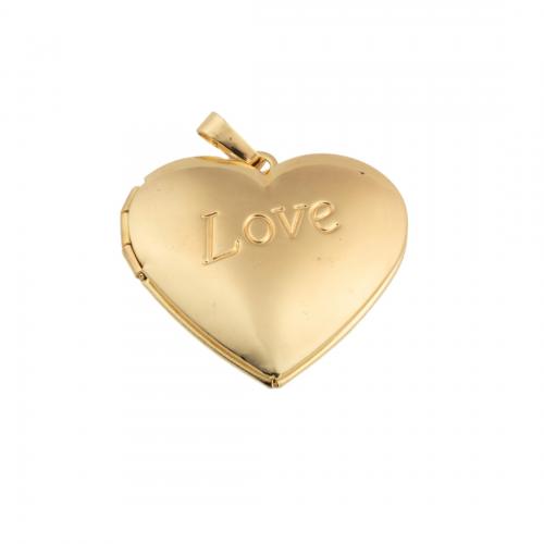 Messing locket hangers, 14K vergulde, DIY, nikkel, lood en cadmium vrij, 29x28.50x7mm, Gat:Ca 4mm, Verkocht door PC