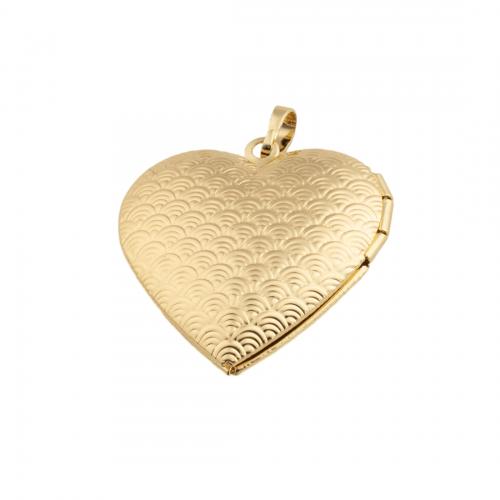 Messing locket hangers, 14K vergulde, DIY, nikkel, lood en cadmium vrij, 29x29x7mm, Gat:Ca 4mm, Verkocht door PC