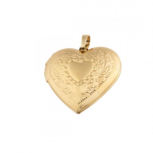 Messing locket hangers, 14K vergulde, DIY, nikkel, lood en cadmium vrij, 22.50x19x5.50mm, Gat:Ca 4mm, Verkocht door PC