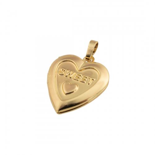 Messing locket hangers, 14K vergulde, DIY, nikkel, lood en cadmium vrij, 22.50x19x5mm, Gat:Ca 4mm, Verkocht door PC