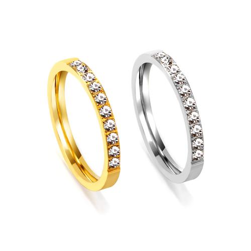 nehrđajućeg Čelik vještački dijamant Finger Ring, 304 nehrđajućeg čelika, različite veličine za izbor & za žene & s Rhinestone, više boja za izbor, ring width 2.5mm, Prodano By PC