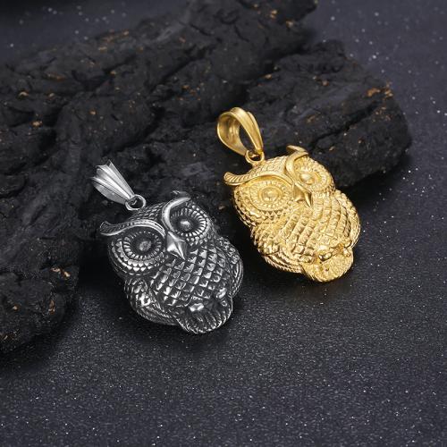 Rustfrit stål Animal Pendler, 316L Stainless Steel, Owl, mode smykker & for mennesket, flere farver til valg, 42x31mm, Solgt af PC