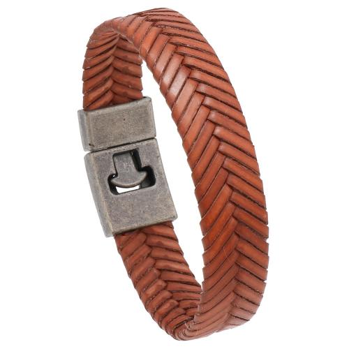 PU leder koord armbanden, met Zinc Alloy, Vintage & voor de mens, meer kleuren voor de keuze, 16mm, Lengte 20.5 cm, Verkocht door PC