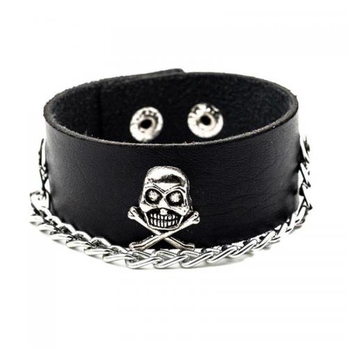 PU leder koord armbanden, met Zinc Alloy, Andere vorm voor keuze & punk stijl & voor de mens, meer kleuren voor de keuze, 28mm, Lengte Ca 22.8 cm, Verkocht door PC