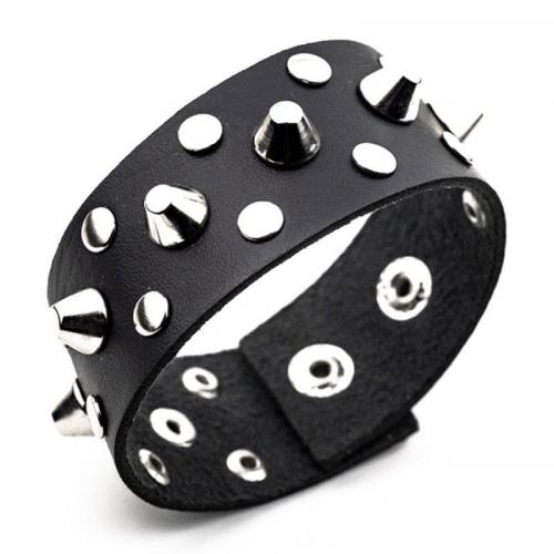 PU Schnur Armbänder, PU Leder, mit Verkupferter Kunststoff & Zinklegierung, Punk-Stil & verschiedene Stile für Wahl & für den Menschen, keine, verkauft von PC