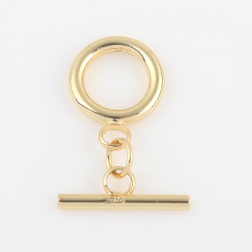 Chiusura Toggle in ottone, Cerchio, placcato color oro, DIY, assenza di nichel,piombo&cadmio, 22.20x16.10x2.10mm, Venduto da PC