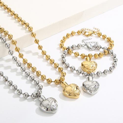 Fashion Stainless Steel Jewelry Sets 304 Stainless Steel Heart plated fashion jewelry & for woman nickel lead & cadmium free Sold By PC