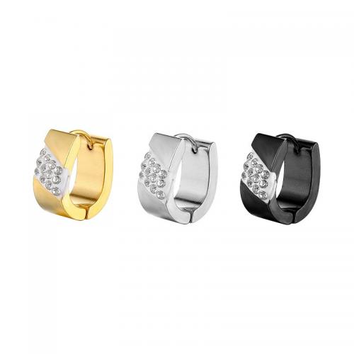 Acciaio inossidabile Leva Indietro Orecchini, 316L acciaio inox, lucido, unisex & Micro spianare cubic zirconia, nessuno, The face width is 4mm, the inner diameter is 9mm, Venduto da PC