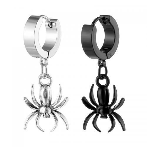 Huggie Hoop Drop ørering, 316L Stainless Steel, Spider, poleret, Unisex, flere farver til valg, Solgt af PC